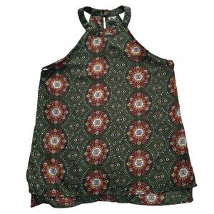 Paper crane Mandala Halter Neck Top - Green